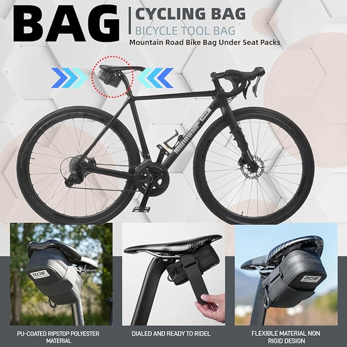 Bike Seat Bag, Bicycle Saddle Bag,Bicycle Strap-On Saddle Bag, Cycling Bag, Waterproof Bike Bag for all our essentials, bike bags for Mountain Road Bikes
