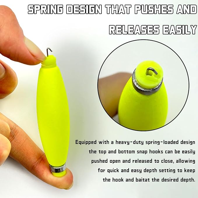 15 PCS Fishing Bobbers Floats EVA Foam Weighted Bobbers Snap-On Peg Floats Oval Fishing Bobbers for Bass Trout Crappie