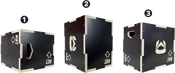 Ultra Fitness Gear Wooden Plyo Box, 31 Plyometric Jump Training Squat, Step Up, Jumps & More Workout Size S, M, L, XL