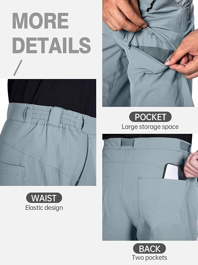 FREE SOLDIER Men's Outdoor Cargo Hiking Pants with Belt Lightweight Waterproof Quick Dry Tactical Pants Nylon Spandex