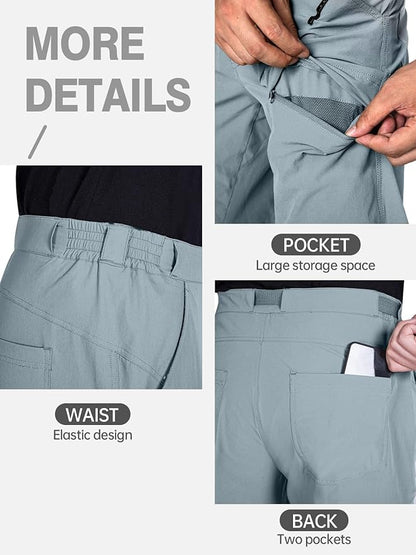 FREE SOLDIER Men's Outdoor Cargo Hiking Pants with Belt Lightweight Waterproof Quick Dry Tactical Pants Nylon Spandex