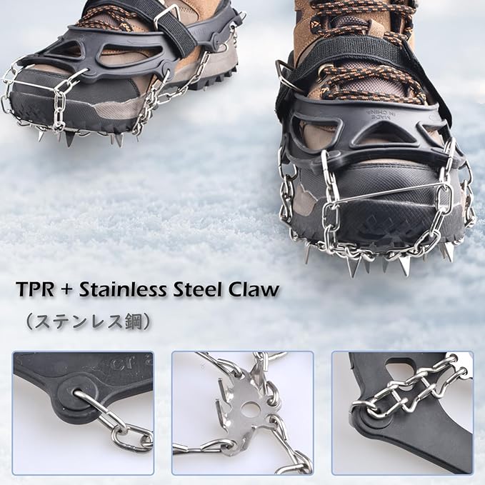 TRIWONDER Crampons for Boots Shoes Traction Ice Cleats Snow Grips Anti Slip Stainless Steel Micro Spikes for Hiking Fishing Walking Climbing Jogging Mountaineering