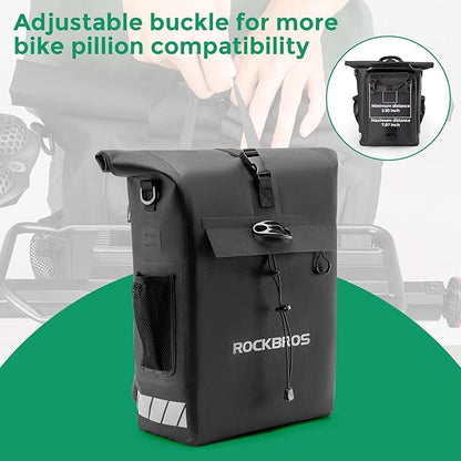 ROCKBROS Rear Rack Bike Bag Waterproof Bike Rack Bag with Helmet Fixing Buckle Rear Bike Rack Bag Detachable Shoulder Straps Convertible Backpack Fit for All Pillion Racks 18L Capacity