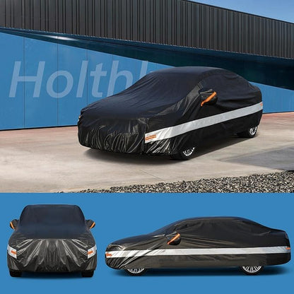 10 Layers Sedan Car Cover Waterproof All Weather for Automobiles,100% Waterproof Outdoor Car Covers Rain Snow UV Protection. Custom Fit for Honda Civic, Toyota Corolla, Hyundai Elantra,etc