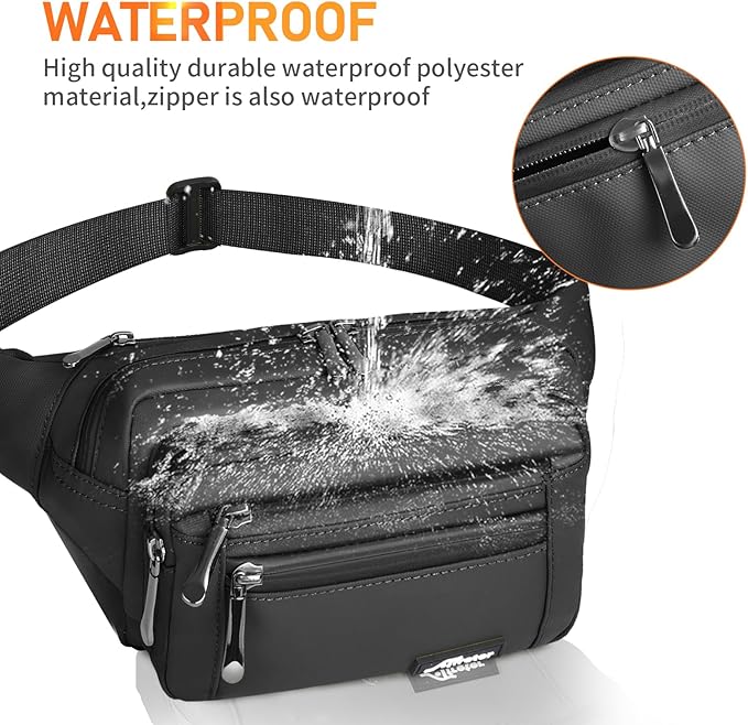 Waist Pack Bag Fanny Pack for Men&Women Hip Bum Bag with Adjustable Strap for Outdoors Workout Traveling Casual Running Hiking Cycling (Black-1)