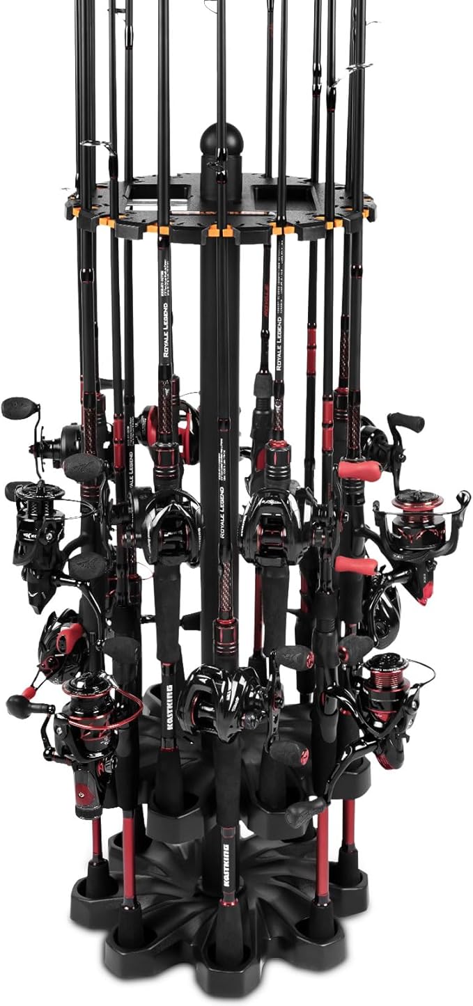 KastKing V16 Fishing Rod Rack - Fishing Pole Rack Holds Up to 16 Fishing Rods or Combos, Lightweight and Durable ABS Construction, Space-Saving Fishing Rod Holders for Garage
