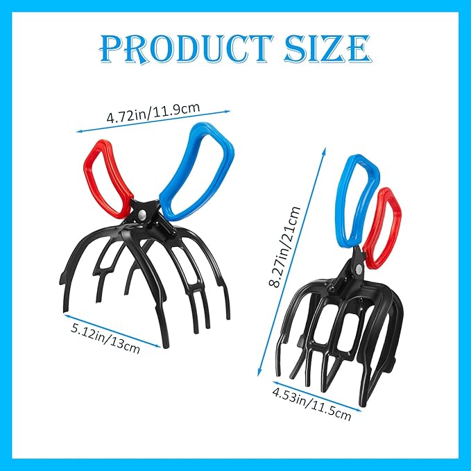 2 PCS Fish Gripper, 3 Claw Fish Grippers for Fishing Pliers, Metal Control, Multi 3 Teeth Clamp Claw Grabber Tool for Most Freshwater Hook Remover, Tackle Holder