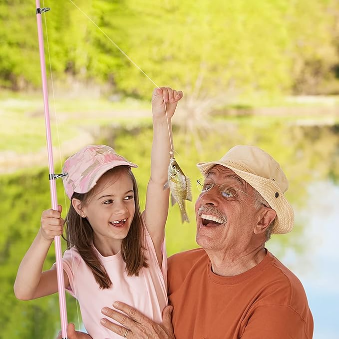 PLUSINNO Kids Fishing Pole with Spincast Reel Telescopic Fishing Rod Combo Full Kits for Boys, Girls, and Adults