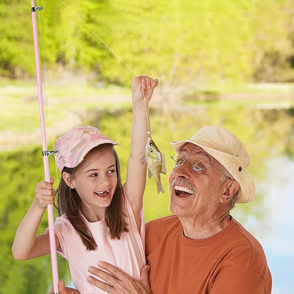 PLUSINNO Kids Fishing Pole with Spincast Reel Telescopic Fishing Rod Combo Full Kits for Boys, Girls, and Adults