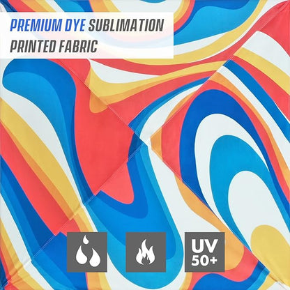 EAGLE PEAK 8x8 Pop Up Canopy Tent with Sidewall, Compact, Portable Slant Leg Instant Sun Shelter for Beach, Sports, & Camping, 8x8 Base 6x6 Top, Swirl