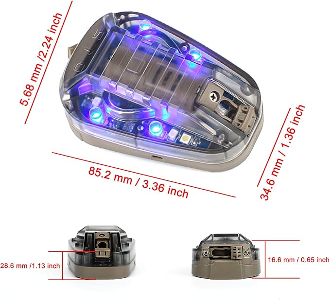 Tactical Helmet Light, 4 Modes with IR + Blue + White LED, Survival Signal Identification Lamp for Outdoor Sports