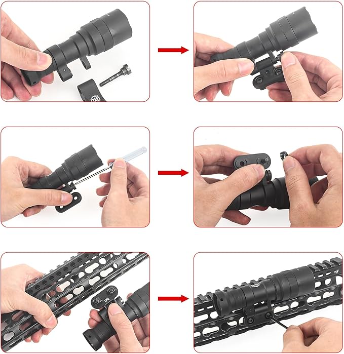 NOBUHIRO M300C 300 Lumens Tactical Flashlight, with Replaceable Mounting Rotating Base, Suitable for 20mm Picatinny & Mlok/Keymod Rail, Include with Remote Pressure & Push Button Switch (M300C)