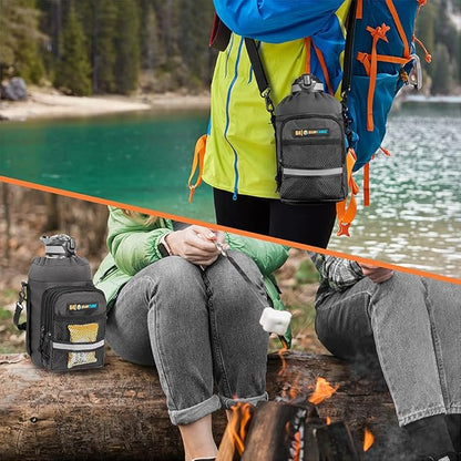 SUN CUBE Water Bottle Carrier with Strap, Insulated Water Bottle Carrier Bag with Phone Pocket Pouch, Sleeve Sling Purse Crossbody Bottle Holder for Walking, Sports, Hiking Accessories 40/64 oz