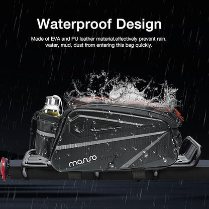 MOSISO Bike Rack Bag, Waterproof Bike Rear Rack Handbag Bicycle Trunk Bag, 14L EVA Mountain Bicycle Rear Seat Storage Saddle Pouch Cycling Luggage Pouch with Shoulder Strap, Red