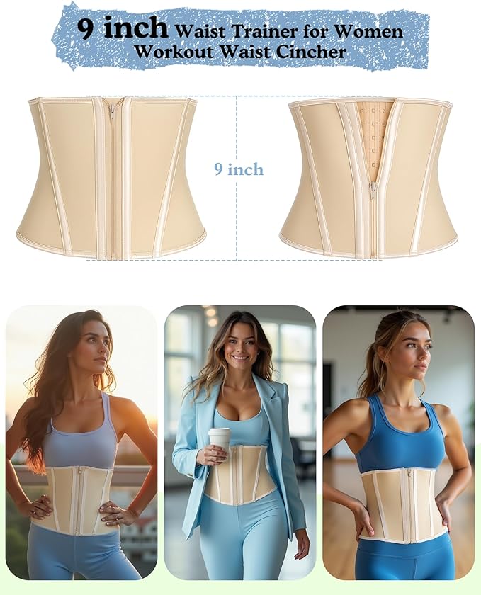 Short Torso Waist Trainer for Women Lower Belly Fat, Workout Fajas Colombianas Waist Cincher Corset