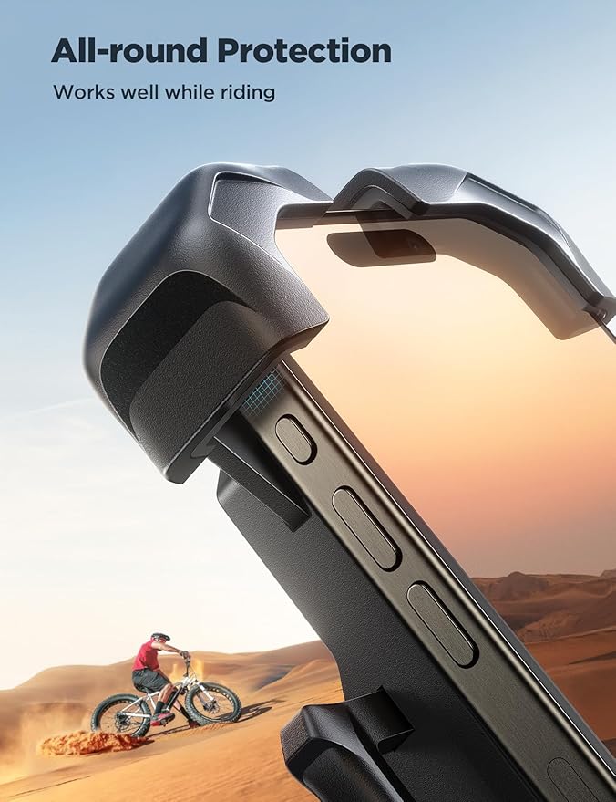 JOYROOM Motorcycle Phone Mount, [1s Auto Lock][100mph Military Anti-Shake] Bike Phone Holder for Bicycle, [10s Quick Install] Handlebar Phone Mount, Compatible with iPhone, Samsung, All Cell Phone