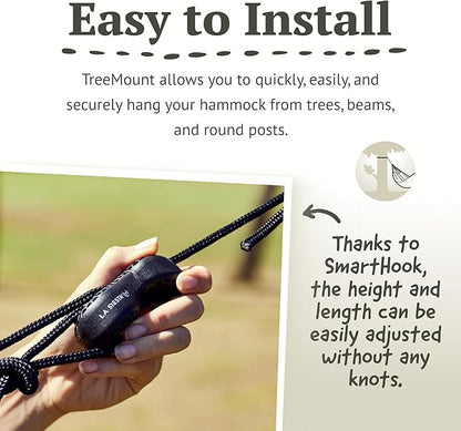 LA SIESTA® Flora Classic Cotton Hammock & TreeMount, Hammock & Tree Straps for Beams Posts - Indoor Outdoor Hammock, Extra Large Patio Hammock Bed Portable Hammock, 2 Person Hammock - King, Zebra