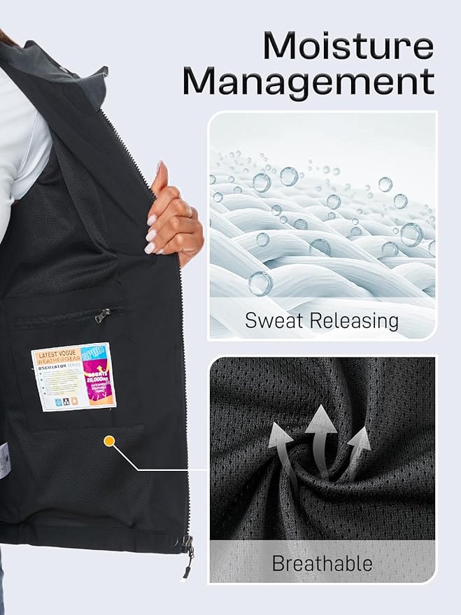 Womens Waterproof Rain jacket Lightweight Active Outdoor Raincoat with Removable Hood