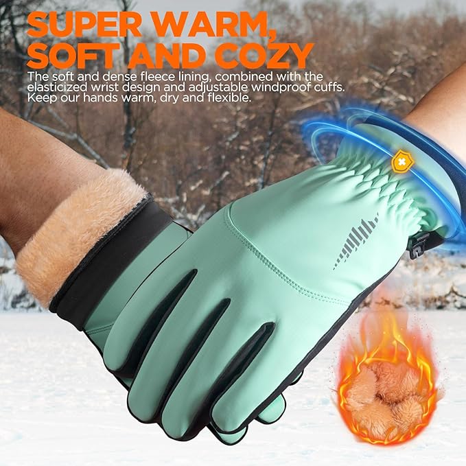 rivmount Winter Waterproof Ski Snow Warm Gloves for Women Men, Windproof Cold Weather Thermal with Touchscreen Fingers, for Running Driving Cycling Hiking Biking Outdoor Sports Daily Work