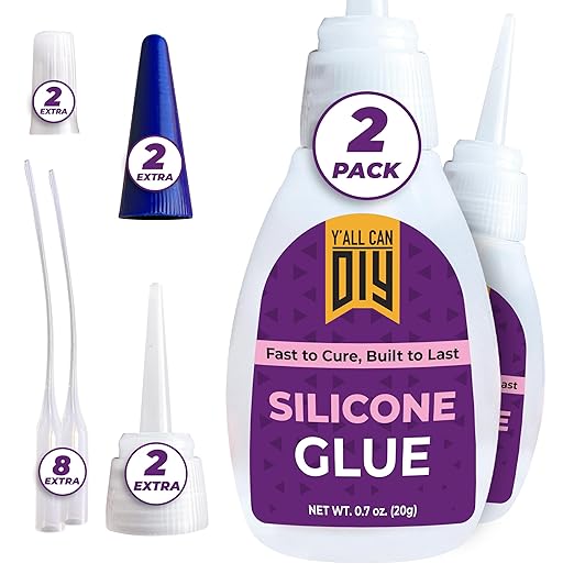 Y’allCanDiy Ultimate Silicone Glue 2 Pk x 0.7Oz (20g) – Versatile silicone adhesive for home repairs and creative projects. Perfect for sealing gaps, quick fixes, and bonding delicate materials