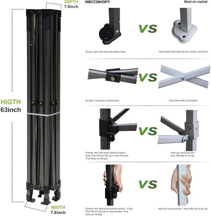ABCCANOPY Heavy Duty Easy Pop up Canopy Tent with Sidewalls 10x15, Red