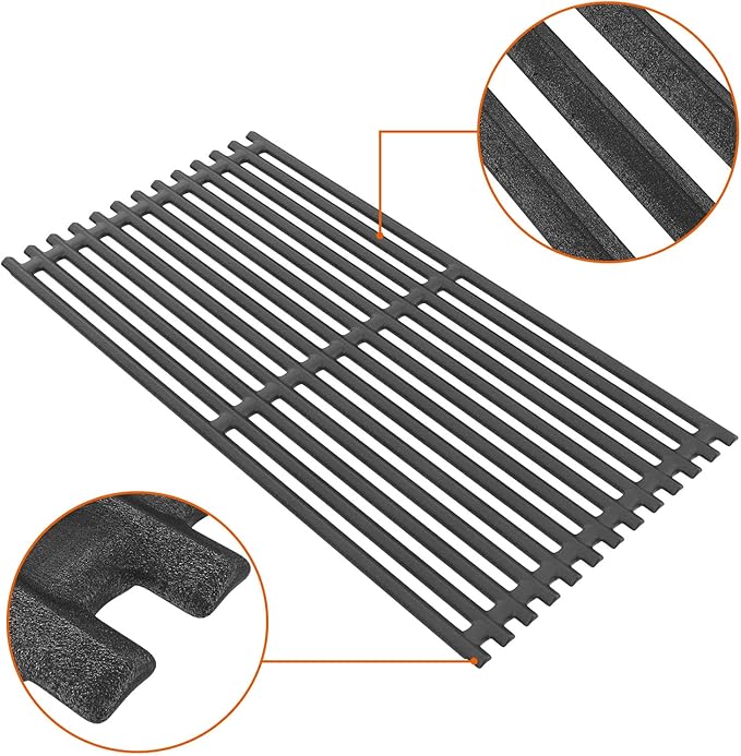 BBQ Future 17" Grill Grates for Charbroil 2-Burner Tru-Infrared Gas Grills 463644220 463642316 463632320 463632520, Cast Iron Cooking Grid Replacement Part G369-0030-W2 for Charbroil Grill Parts