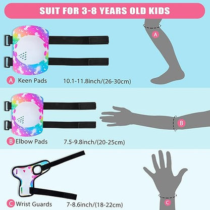 Kids Knee Pads Elbow Pads Set, Skating Protective Gear for Skateboard, Roller Skates, Bike Cycling, Scooter, for Kids 3-8 Years