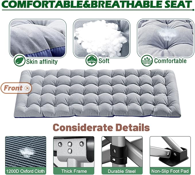 ABORON Folding Camping Cot for Adults, Double Layer 1200D, 500lb Capacity, Heavy Duty Guest Cot with Mat & Carrying Bag for Indoor & Outdoor Use