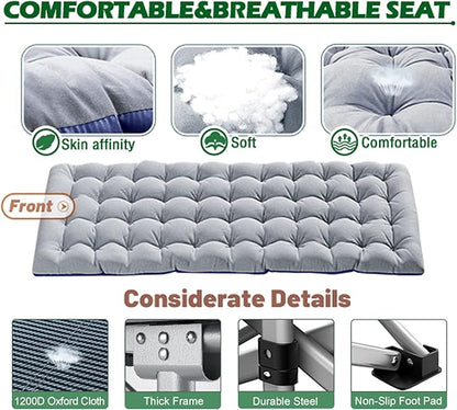 ABORON Folding Camping Cot for Adults, Double Layer 1200D, 500lb Capacity, Heavy Duty Guest Cot with Mat & Carrying Bag for Indoor & Outdoor Use