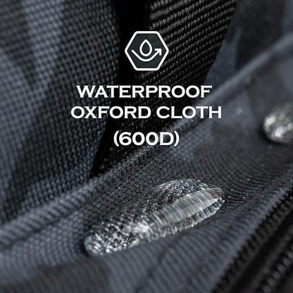 Ghosthorn Fishing Tackle Bag with Rod Holder Saltwater & Freshwater Resistant Tackle Box Bag - Waterproof Base, Adjustable Padded Shoulder Strap (Black Camouflage)