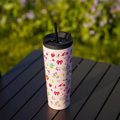 BJPKPK 26oz Tumbler With lid And Straw Stainless Steel Travel Coffee Mug Insulated Tumblers Cups,Hawaii Fruits Purple