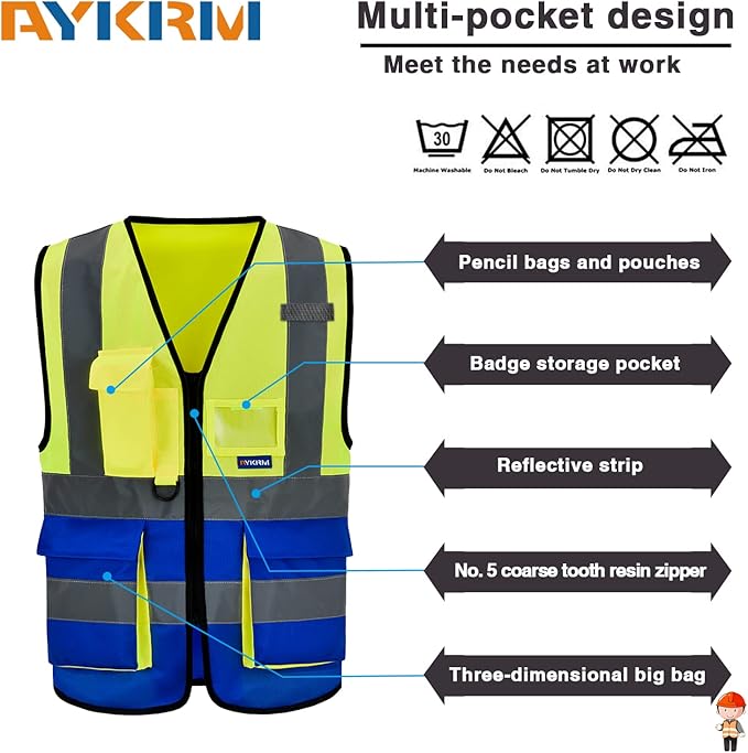 A-SAFETY High Visibility Reflective Safety Vest Customize Logo (XS-8XL)
