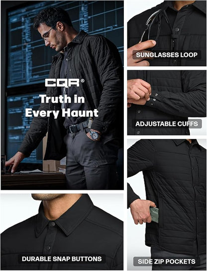 CQR Men's Lightweight Insulated Jacket, Windproof Packable Water Resistant Warm Active Coat for Hiking Work Outdoor Tactical