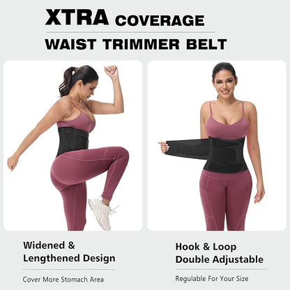 KOOCHY Waist Trainer For Women Men,Adjustable Sweat Band Tummy Control Belt,Waist Trimmer for Weight Loss Workout Fitness Gym