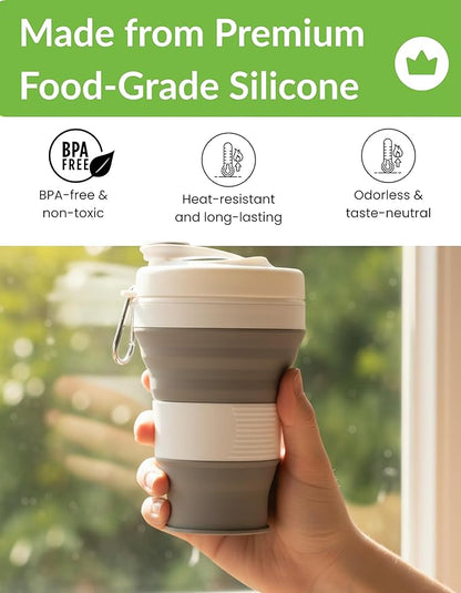 Silicone Folding Water Bottle – Collapsible, Portable, Leakproof & BPA-Free Travel Water Bottle for Hiking, Camping, Gym and Outdoor Adventures