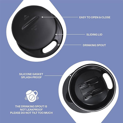 Ideus 16 oz Insulated Coffee Mug with Handle and Lid, Double Wall Stainless Steel Vacuum Thermal Coffee Mug, Travel Coffee Cup Thermal Cup for Home and Office, Ocean Blue