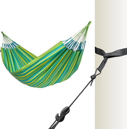 La Siesta® - XL King Brisa Classic Hammock & TreeMount, Trees Beams Posts Suspension Kit - Indoor Outdoor Hammock Swing, Weather Tear Resistant, Lime