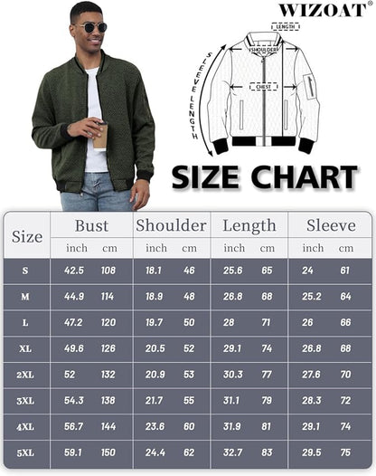 Mens Casual Jacket Loose Fit Lightweight Jacket Varsity Bomber Jacket with Zipper
