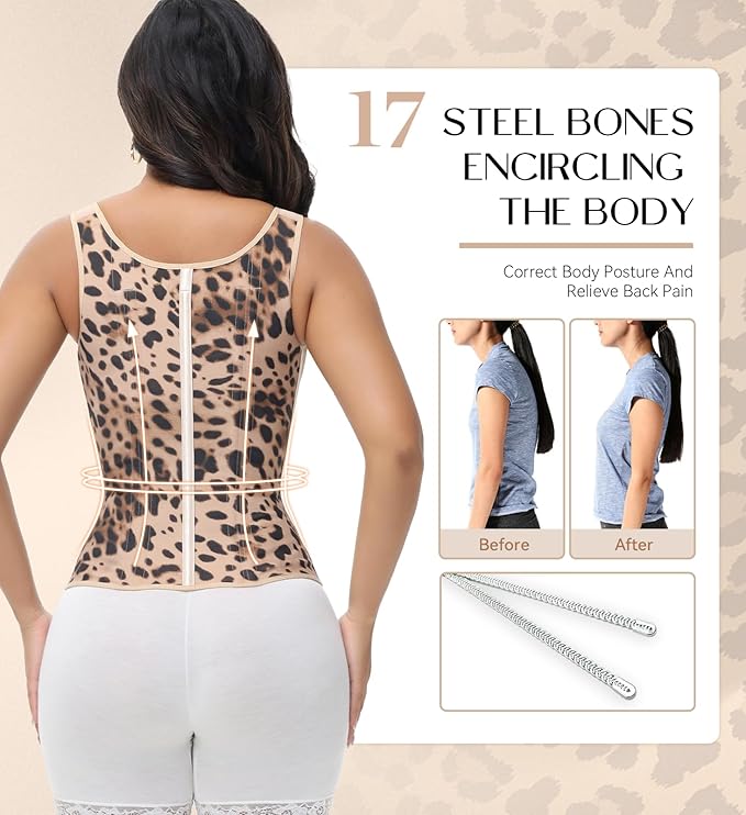 SHAPSHE Waist Trainer Corset for Women Tummy Control Sport Workout Body Shaper Vest for Women Postpartum Gym Zipper and Hooks