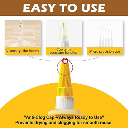 Wood Super Glue Liquid, Clear Instant Cyanoacrylate Adhesive for Wood Crafts Repair Woodworking, All Purpose CA Glue for Shoe Ceramic Plastic Leather Glass Model Metal Pottery Aquarium Porcelain Stone