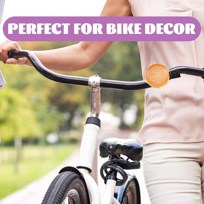 Hamburger Shape Bike Bell, Loud Crisp Clear Sound, Compatible with Balance Bike, Scooter, Bicycle, Plastic Material, Yellow Color