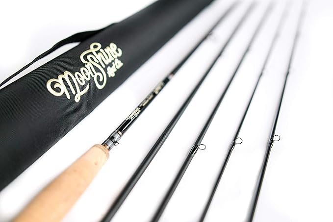 Moonshine Rod Co. Fly Fishing Rod with Carrying Case and Extra Rod Tip Section, Slow-Medium-Fast Action