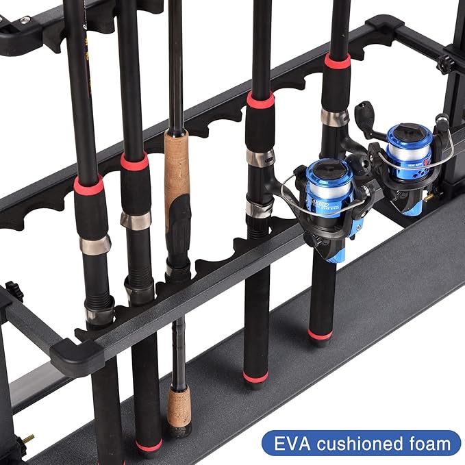 JOYWAVE Fishing Rod Holders,Aluminium Fishing Pole Holders,Portable Fishing Rod Rack,Holds Up to 24 Rods,Fishing Pole Vertical Ground Display Rack