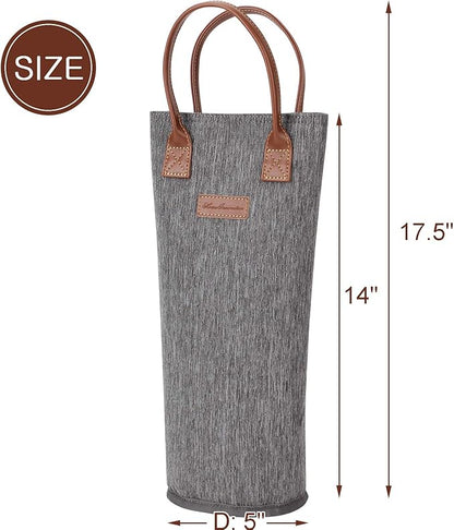 ZORMY Single Bottle Insulated Wine Tote, 1 Bottle Wine Carrier Bag Padded Wine Cooler Perfect Wine Lover's or Wedding Gift-Grey