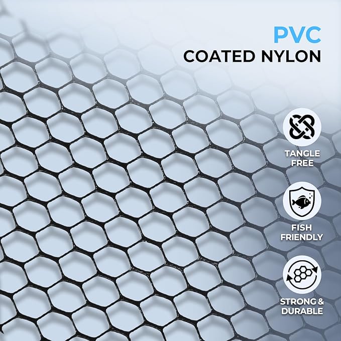 Calamus Triangle Fishing Net, Foldable, Lightweight & Strong Landing Net with Non-Slip Elastomer Handle, Built-in Elastic Lanyard and Belt Clip, Fishing Gear - Gift for Men