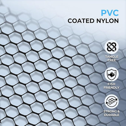 Calamus Triangle Fishing Net, Foldable, Lightweight & Strong Landing Net with Non-Slip Elastomer Handle, Built-in Elastic Lanyard and Belt Clip, Fishing Gear - Gift for Men