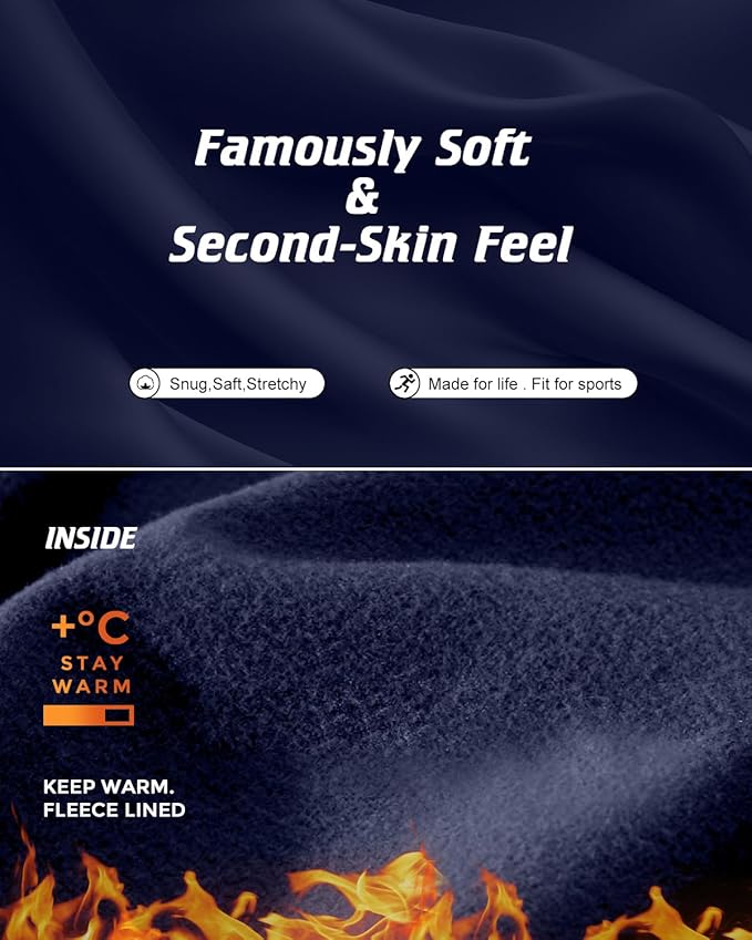 CL convallaria Long Johns Thermal Underwear for Men Soft Fleece Lined Base Layer Cold Weather Top Bottom Gift Set