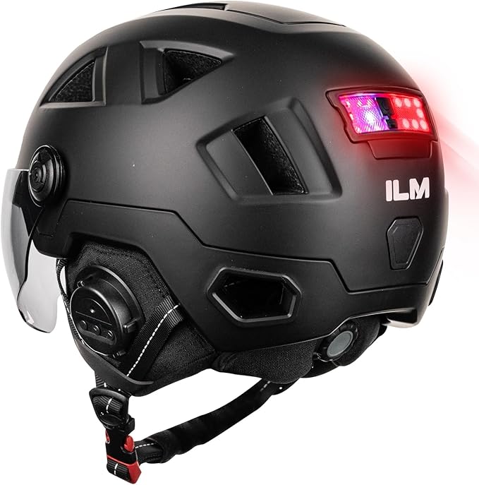 ILM Smart Adult Bike Helmet with Automatic G-Sensor Turn Signal & Brake Warning LED Light Control Road Cycling Helmet E3-12LS
