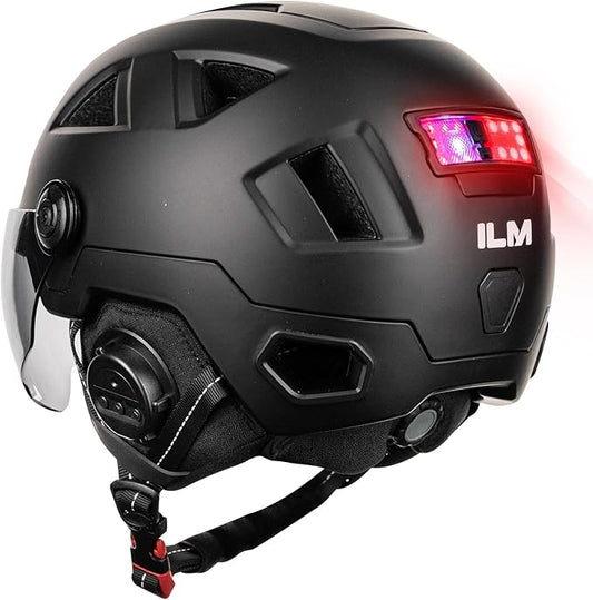 ILM Smart Adult Bike Helmet with Automatic G-Sensor Turn Signal & Brake Warning LED Light Control Road Cycling Helmet E3-12LS