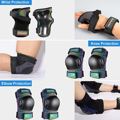 Adult/Kids/Youth Knee Pad Elbow Pads, XINDAER Womens Skate Protective Gear Set 3 in 1 Knee and Elbow Pads Wrist Guards for Skateboard, Roller Skates, Skating, Scooter, Inline Skates, Cycling